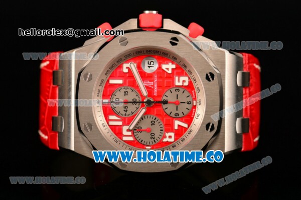 Audemars Piguet Royal Oak Offshore Rhone-Fusterie Limited Edition Swiss Valjoux 7750 Automatic Steel Case with Red Dial and White Arabic Numeral Markers (JF) - Click Image to Close